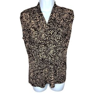 M Vintage 90’s JKLA California Beige & Black Tribal Print Stretch Blouse